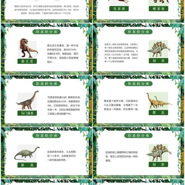 绿色卡通恐龙知识介绍主题教育PPT模板 绿色卡通恐龙知识介绍主题教育PPT模板