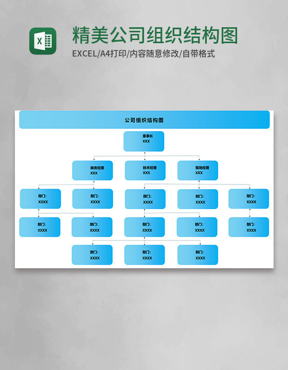 精美公司组织结构图Execl模板