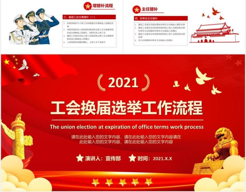 2021党政风工会换届选举工作流程党建PPT模板