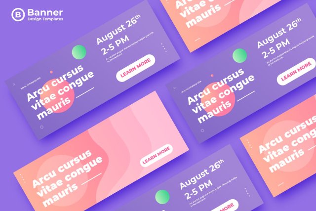 粉紫色渐变网页banner平面广告AI矢量抽象背景素材ADL Banner Templates.17 粉紫色渐变网页banner平面广告AI矢量抽象背景素材ADL Banner Templates.17