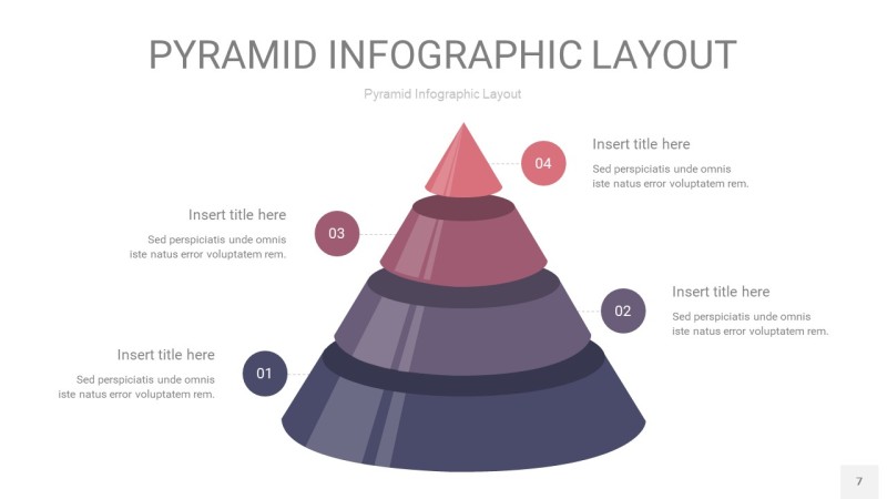 中紫色3D金字塔PPT信息图表7