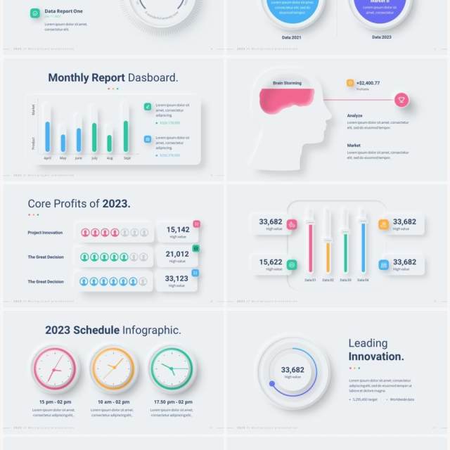简洁新创意国外信息图形图表PPT模板幻灯片演示2023 Versatile Infographic Custom Light 简洁新创意国外信息图形图表PPT模板幻灯片演示2023 Versatile Infographic Custom Light