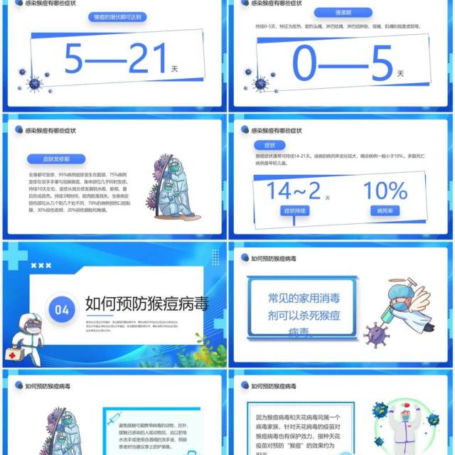 蓝色卡通风猴痘病毒科普教育PPT模板 蓝色卡通风猴痘病毒科普教育PPT模板