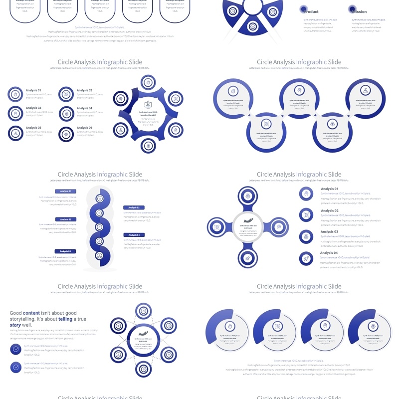 圆形信息图分析PPT模板Circle Analysis - Color 06 (Navy Blue)