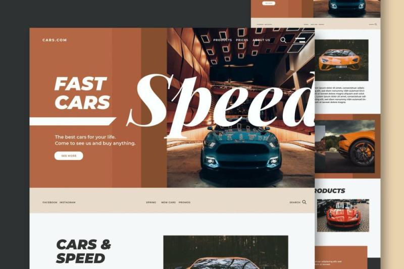 速度汽车网站UI界面设计PSD模板cars speed website