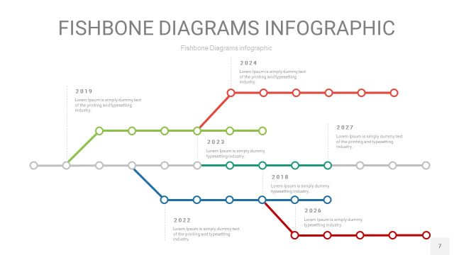 红绿色鱼骨PPT信息图表7