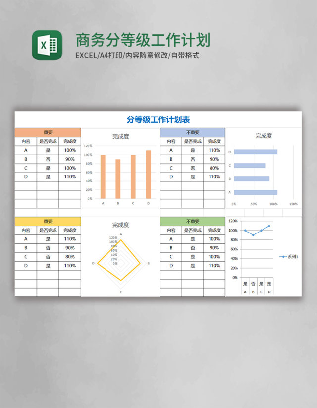 商务分等级工作计划表Excel模板 商务分等级工作计划表Excel模板
