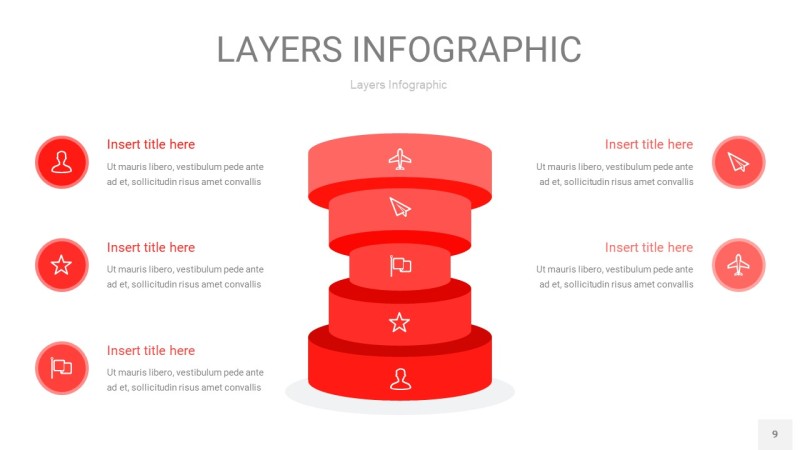 红色3D分层PPT信息图9