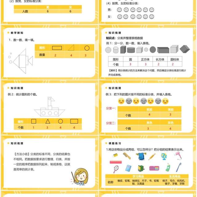 部编版一年级数学下册按不同标准分类整理分类结果课件PPT模板