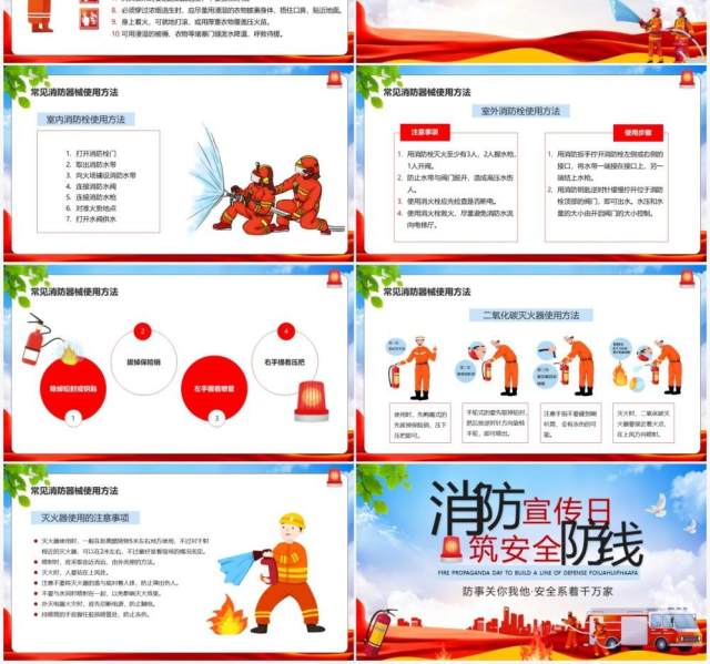 红色简约消防宣传日筑安全防线培训PPT模板 红色简约消防宣传日筑安全防线培训PPT模板