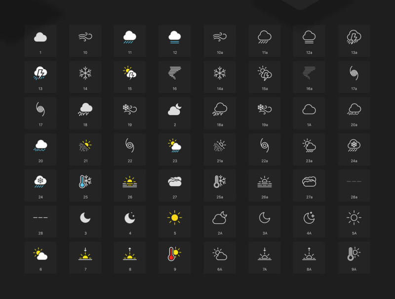 组织良好的56天气图标，天气图标