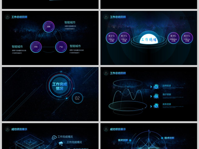 原创年度工作总结科技风星空互联网ppt模板-版权可商用