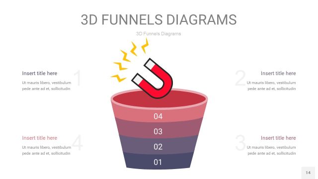 中紫色3D漏斗PPT信息图表14