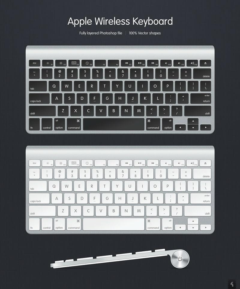 苹果电脑键盘黑白两色PSD素材