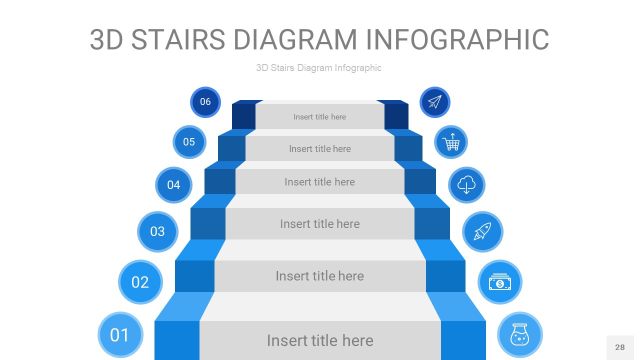 渐变蓝色3D阶梯PPT图表28