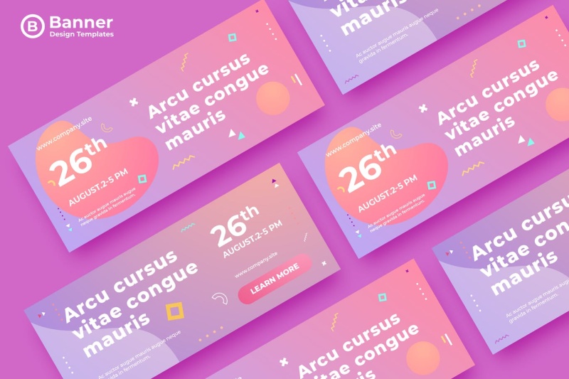 粉紫色渐变网页banner模板平面广告AI矢量抽象背景素材ADL Banner Templates.20