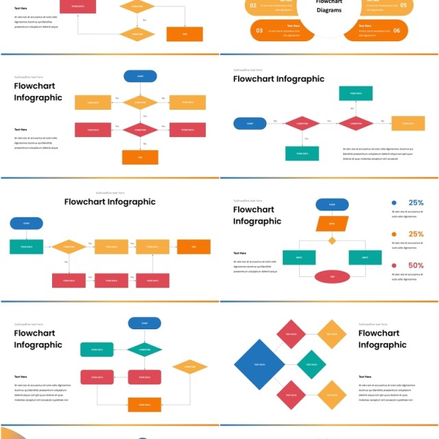 组织架构图结构图流程图信息图表PPT模板Process Flow Diagram -DI- Powerpoint