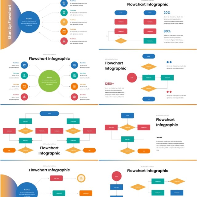 组织架构图结构图流程图信息图表PPT模板Process Flow Diagram -DI- Powerpoint