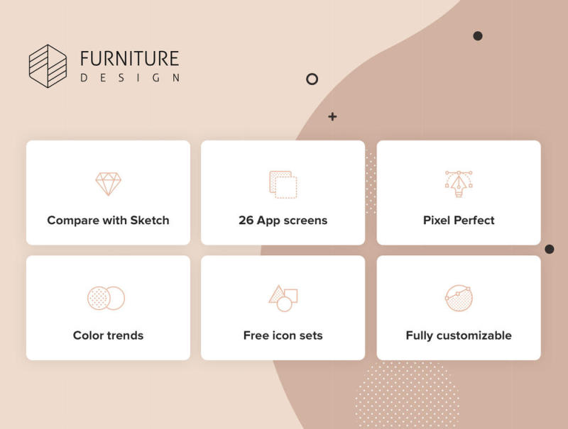 家具设计UI套件采用Sketch，XD和Figma设计，家具设计UI套件