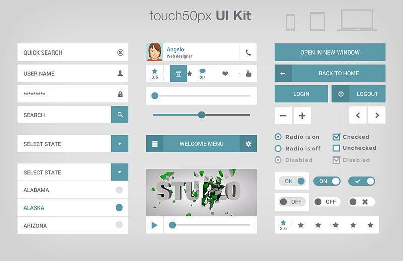 touch50px-UI-KitPSD分层