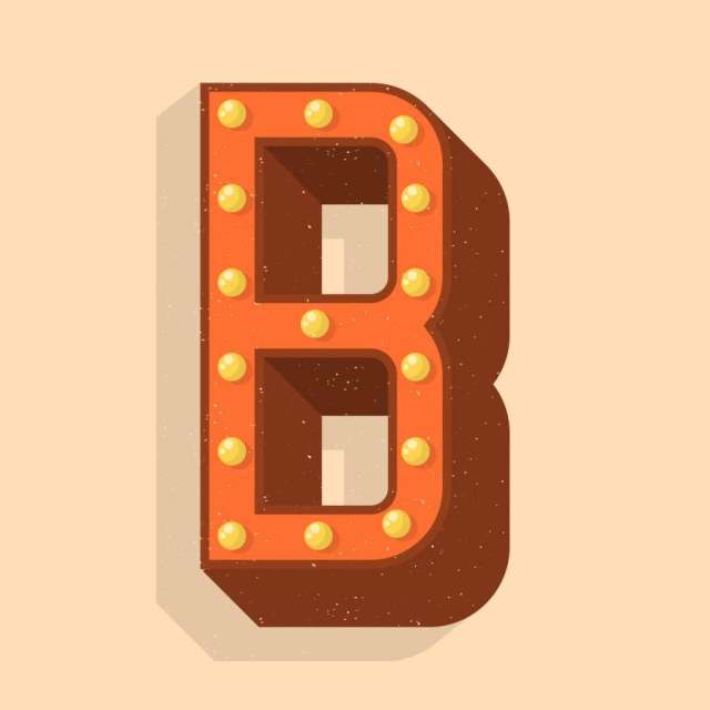 老式字母B排版矢量