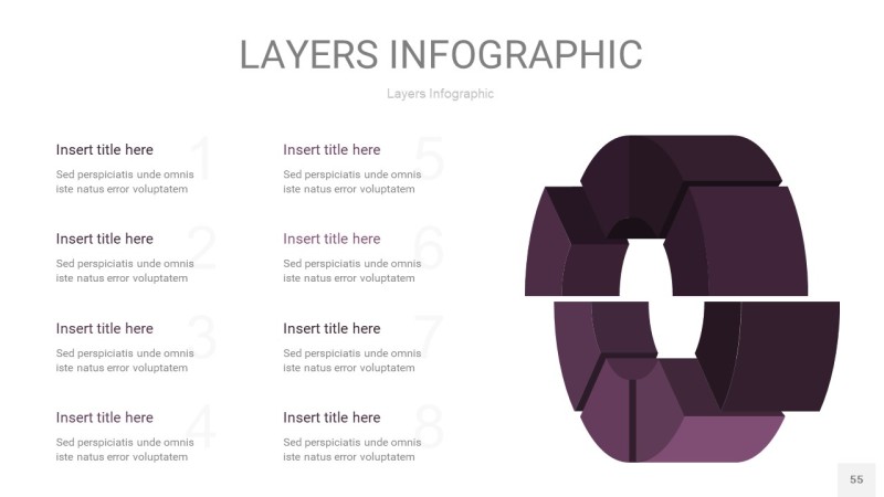 深紫色3D分层PPT信息图55
