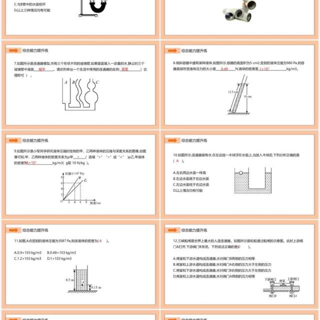 部编版八年级物理下册液体压强计算公式的应用和连通器课件PPT模板 部编版八年级物理下册液体压强计算公式的应用和连通器课件PPT模板