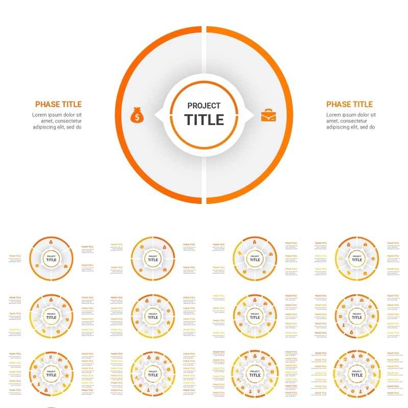 橙色循环图圆形信息图PPT模板素材Cycle Infographics