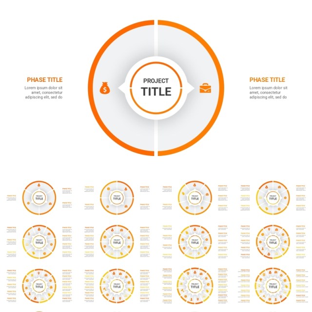 橙色循环图圆形信息图PPT模板素材Cycle Infographics