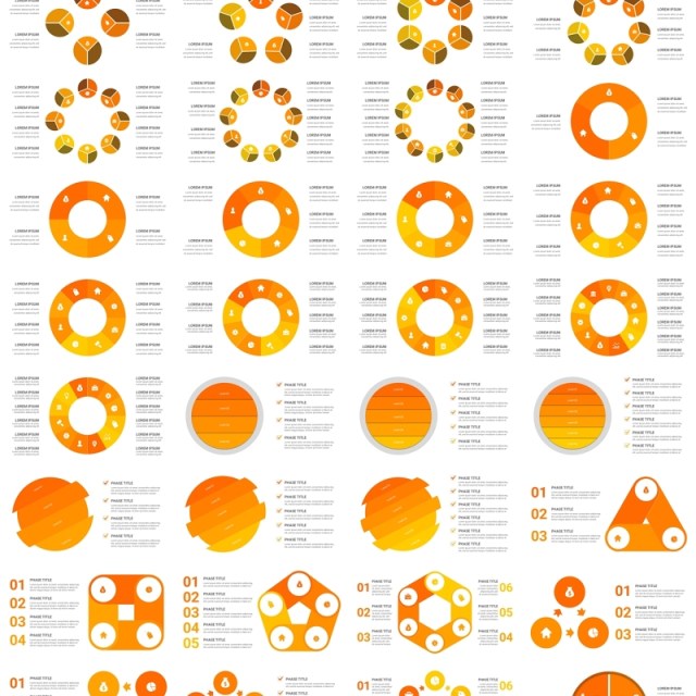 橙色循环图圆形信息图PPT模板素材Cycle Infographics