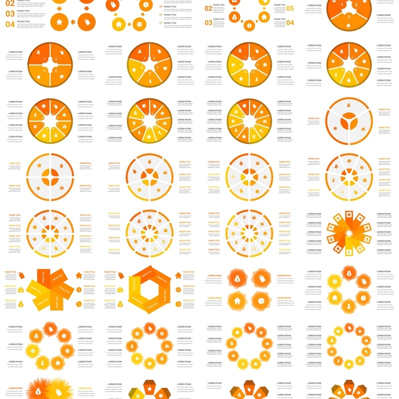 橙色循环图圆形信息图PPT模板素材Cycle Infographics