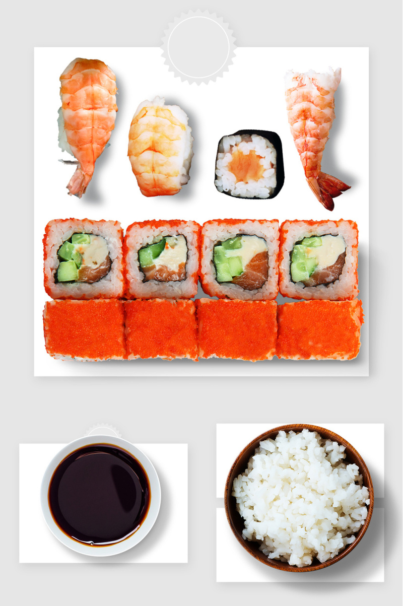 日式寿司料理米饭蘸酱实物图形
