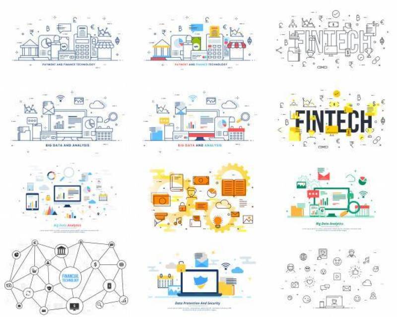 各种不同的科技信息图表合集矢量素材下载