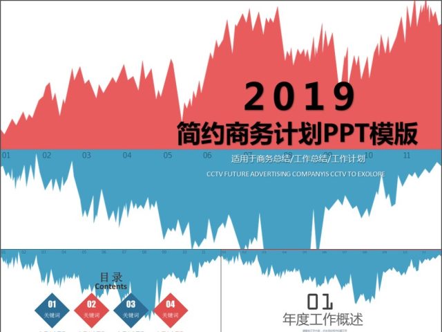 红蓝简约平面商务计划PPT