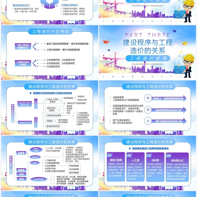 蓝色简约风工程造价管理PPT模板