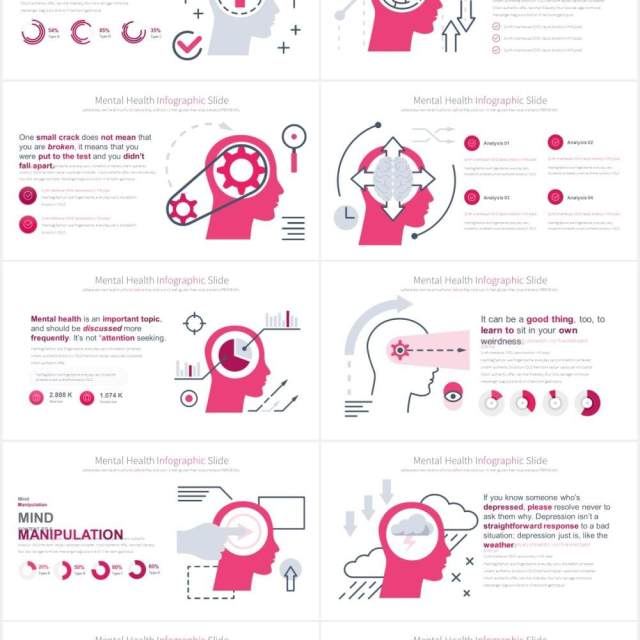11套色系心理健康精神压力创意大脑医疗医学PPT素材MENTAL HEALTH - PowerPoint Infographics 11套色系心理健康精神压力创意大脑医疗医学PPT素材MENTAL HEALTH - PowerPoint Infographics