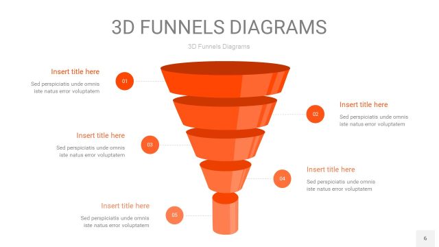 橘红色3D漏斗PPT信息图表6