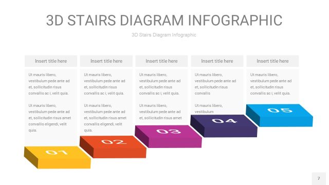 彩色3D阶梯PPT图表7