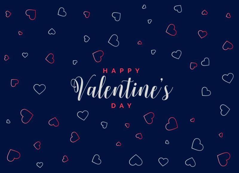 蓝色背景与情人节＆＃x27; s天的心模式