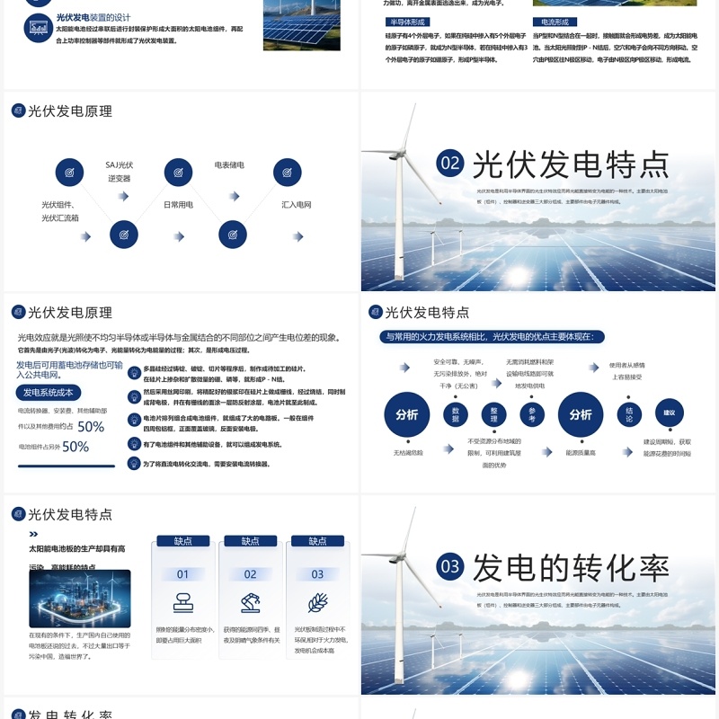 蓝色商务风光伏发电新能源PPT模板
