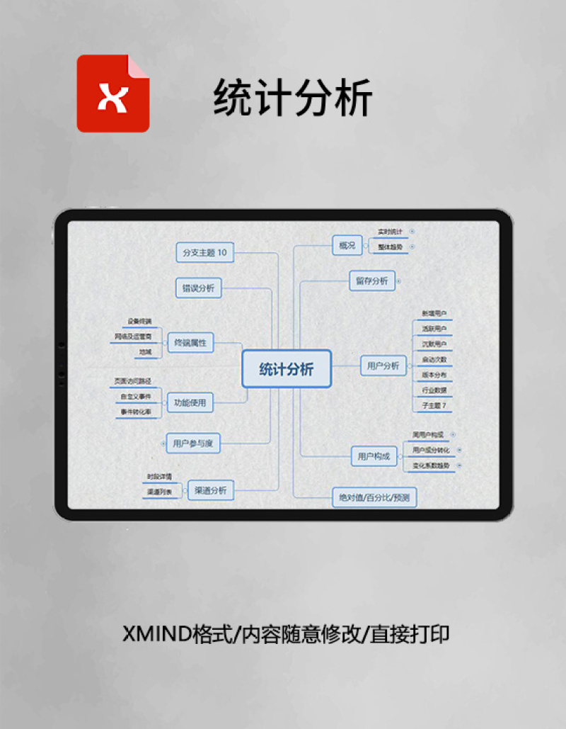 思维导图统计分析XMind模板