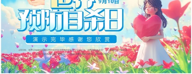 蓝色插画风世界预防自杀日PPT模板 蓝色插画风世界预防自杀日PPT模板