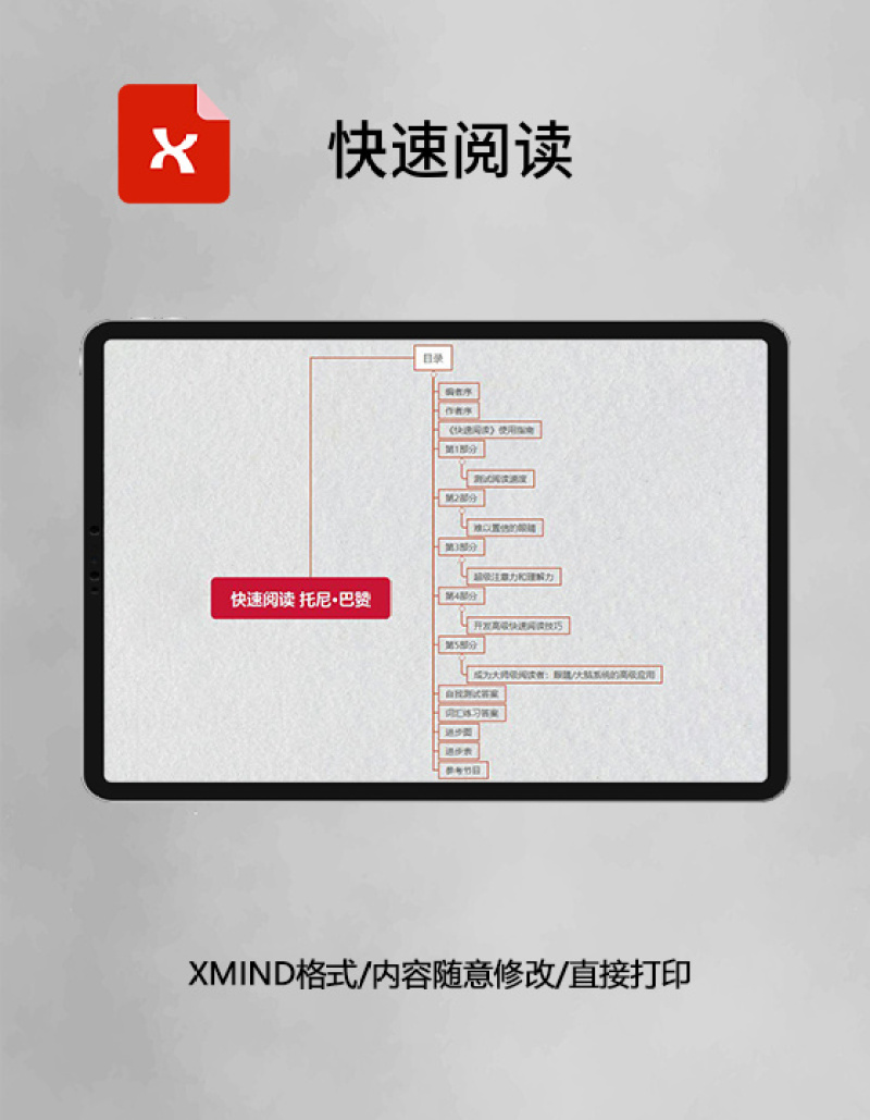 思维导图简洁快速阅读XMind模板