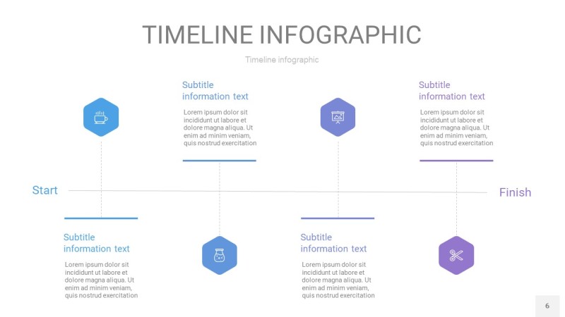 紫蓝色时间轴PPT信息图6