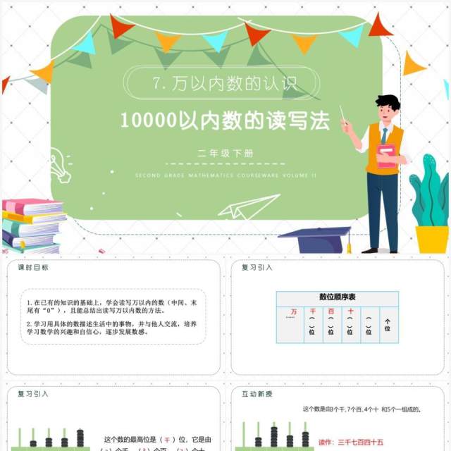 部编版二年级数学下册10000以内数的读写法课件PPT模板 部编版二年级数学下册10000以内数的读写法课件PPT模板