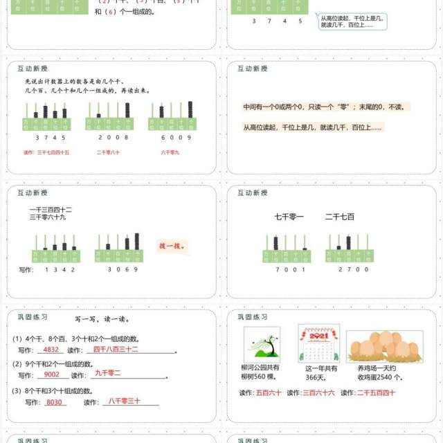 部编版二年级数学下册10000以内数的读写法课件PPT模板