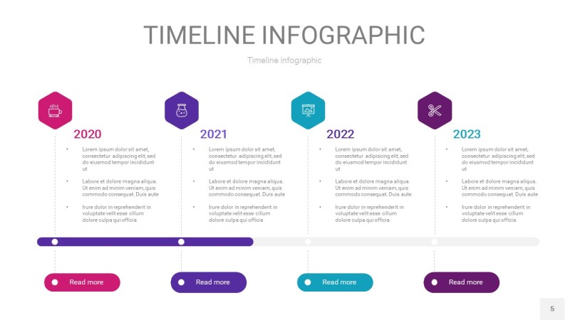 粉紫蓝色时间轴PPT信息图5