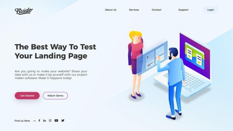 12款精美2.5D插画商务互联网金融科技网页登陆页PSD素材源文件下载