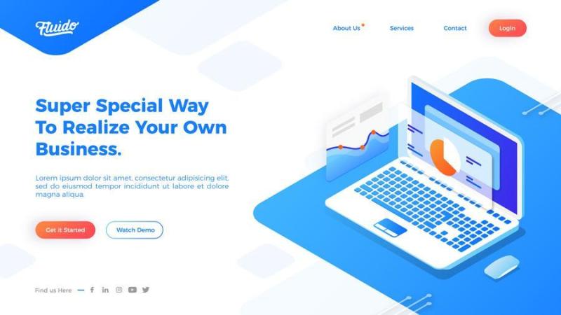 12款精美2.5D插画商务互联网金融科技网页登陆页PSD素材源文件下载