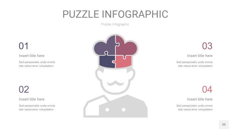 紫色系拼图PPT图表30